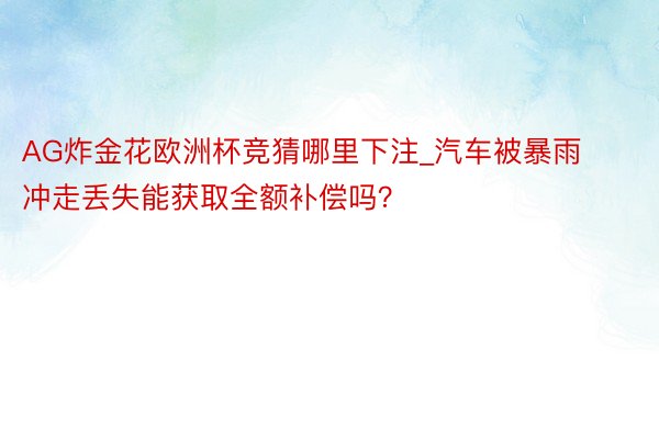 AG炸金花欧洲杯竞猜哪里下注_汽车被暴雨冲走丢失能获取全额补偿吗？