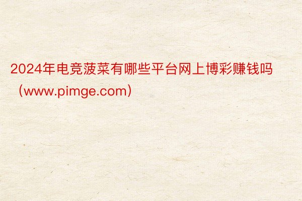 2024年电竞菠菜有哪些平台网上博彩赚钱吗（www.pimge.com）